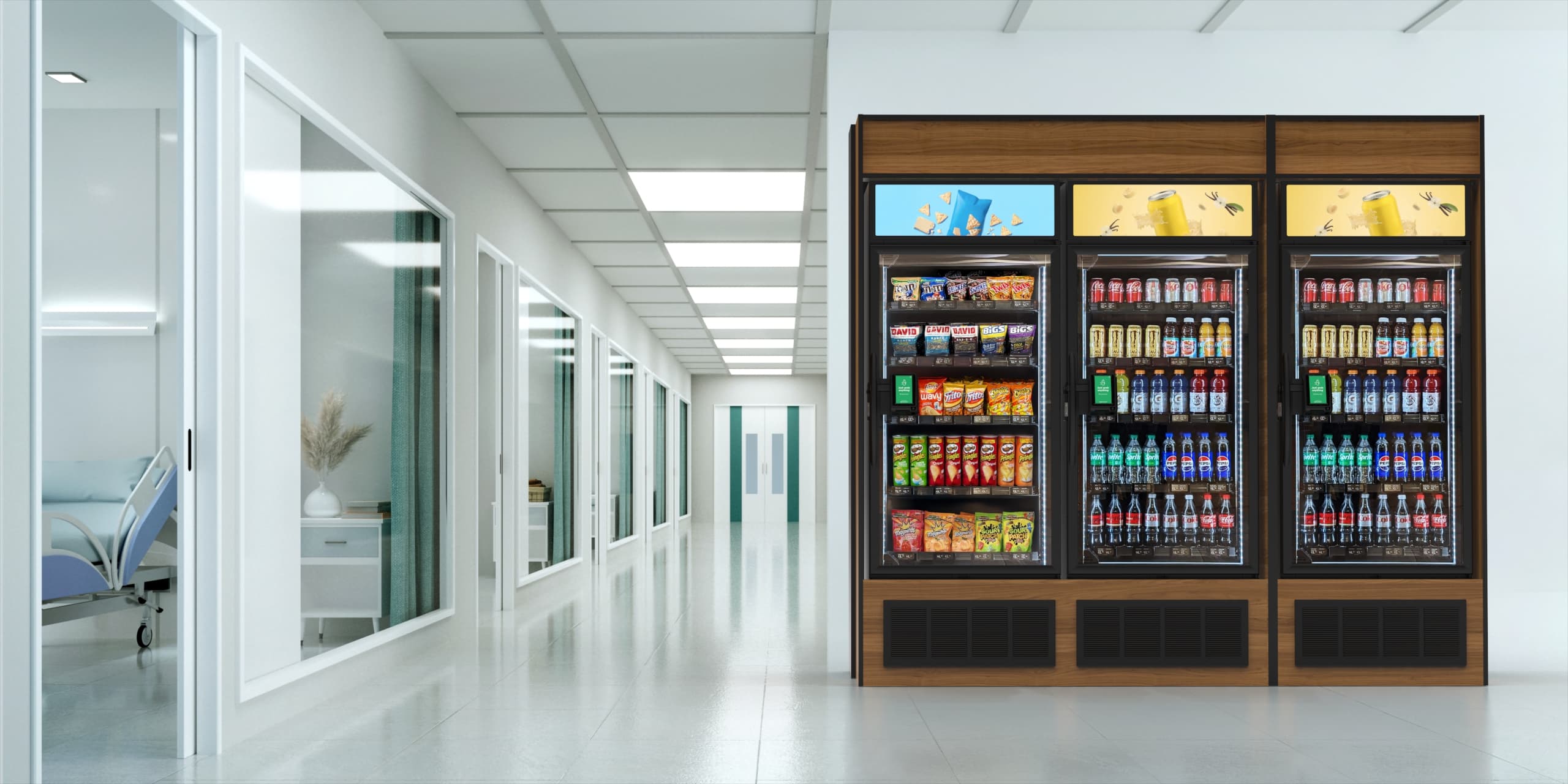 VendiCo smart vending machines in a hospital corridor